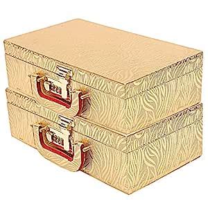 Kuber Industries Wooden 2 Pieces Two Rod Bangle Storage Box (Gold ...