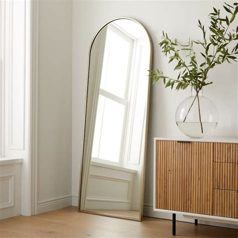 West Elm Metal Frame Arched Floor Mirror - AptDeco