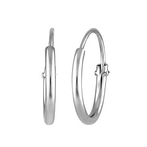 Buy Mahi Rhodium Plated Plain Round Hoop Bali Earrings for Men ...
