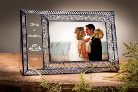 Wedding Picture Frame Personalized Stained Glass Photo Frame Engraved ...