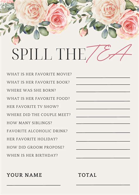 Bridal Shower Game - Etsy