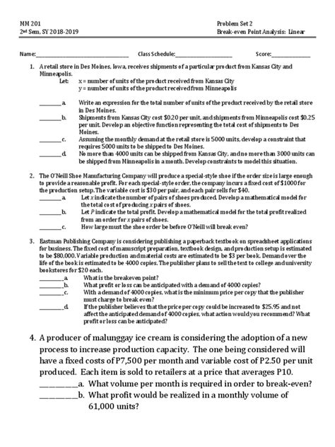 Image result for Break-Even Analysis Linear Formula Example
