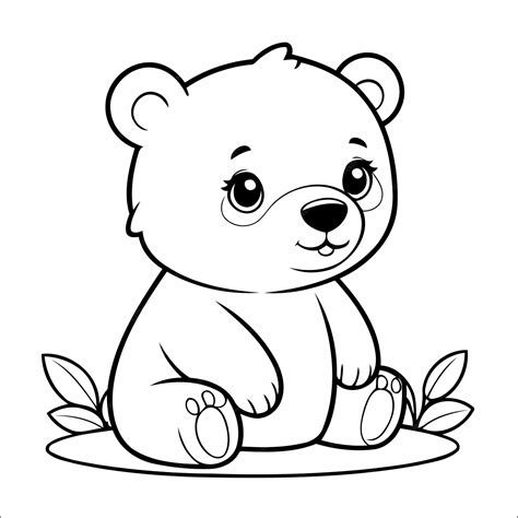 Premium Vector | Cute Bear Coloring Page For Children