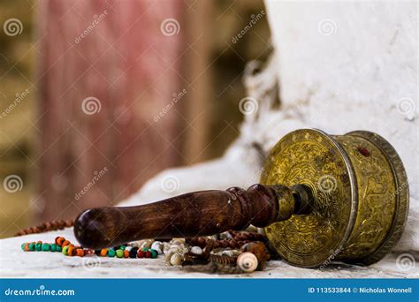 Tibetan Buddhist Prayer Mani Wheel Stock Photo - Image of mani, merit ...