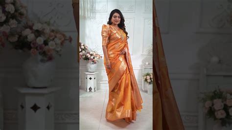 Orange Soft Organza Banarasi Silk Saree – Kalyanja