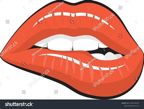 Red Lip Biting Vector Illustration Woman Stock Vector (Royalty Free) 2247700157 | Shutterstock