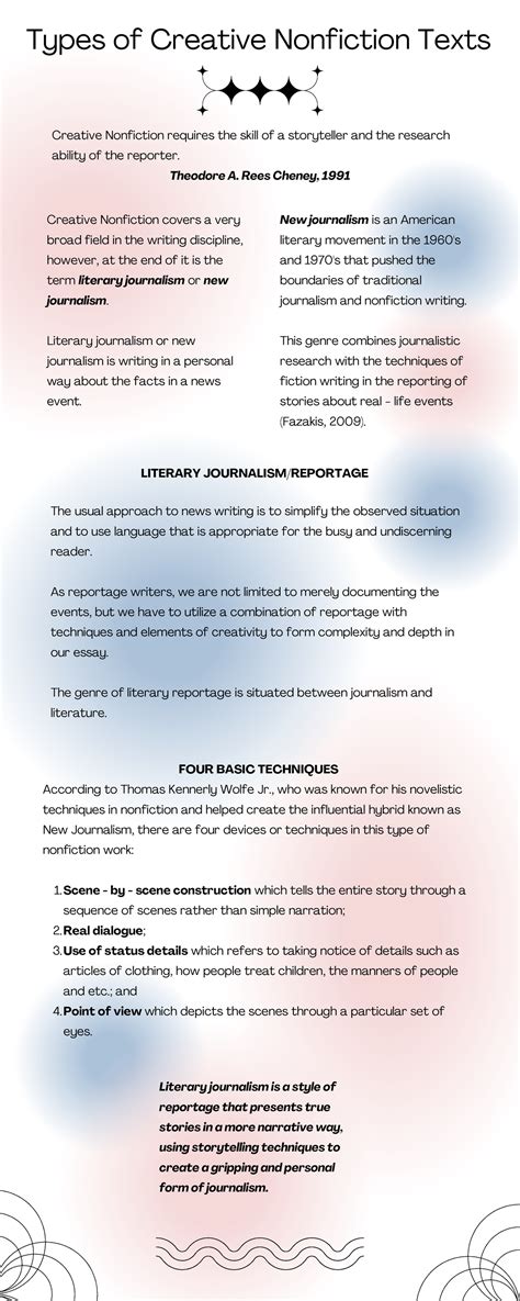 Types of Creative Nonfiction Texts 1 - Creative Nonfiction requires the ...
