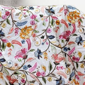 Buy Indian Embroidered Cotton Fabric by the Yard Embroidery Summer ...