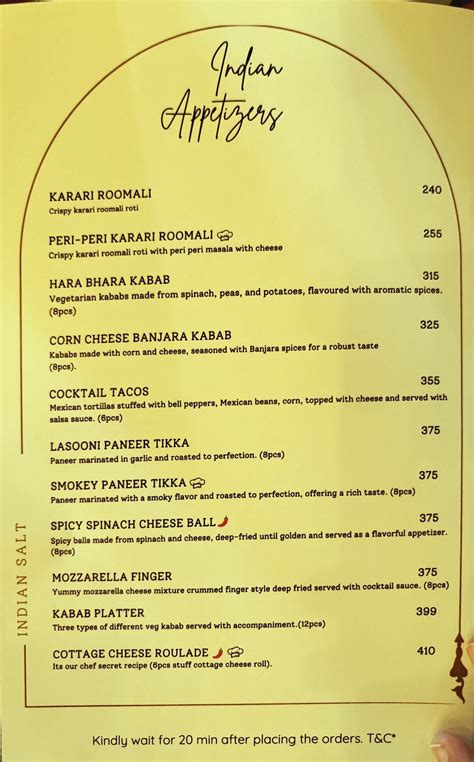 Menu at Indian Salt, Vadodara, Besides