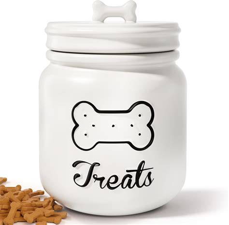 Dog Treat Container Airtight - 6"W x 8"H Ceramic Dog Treat Jar with Lid ...