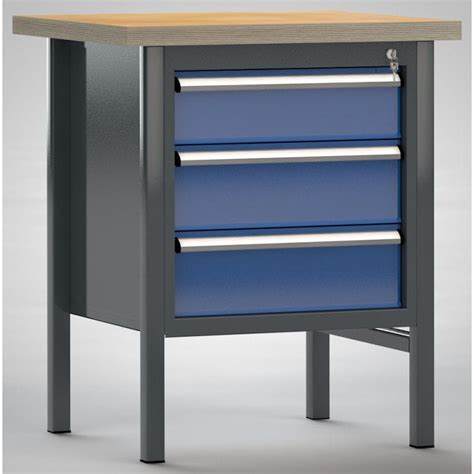 Beech workbench - ERGO - KLW LUTZ - for workshops / 3-drawer / metal