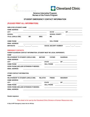 Fillable Online clevelandclinic PLEASE PRINT ALL INFORMATION ...