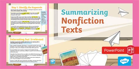 Summarizing Nonfiction Texts PowerPoint for 3rd-5th Grade