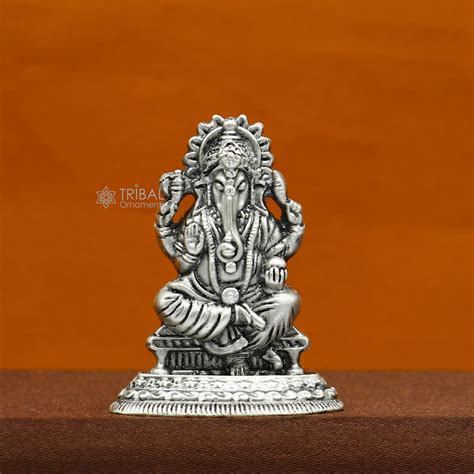 925 Sterling silver Divine lord idol Ganesha statue art, best puja fig ...
