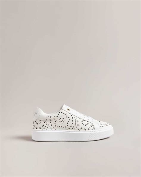 Discount Ted Baker Trainers India - White Womens Cwisp Laser Cut ...