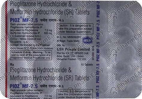 Buy Pioz Mf 7.5mg Tablet Online at Flat 15% OFF | PharmEasy