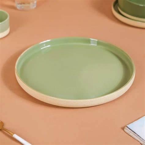 Green Ceramic Dinner Set - 22 Piece Ceramic Dinnerware Sets | Nestasia