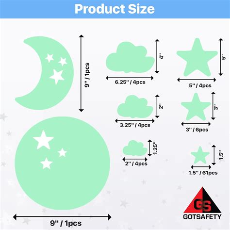 GOTSAFETY Glow in The Dark Stars & Moons Wall Decal Set - India | Ubuy