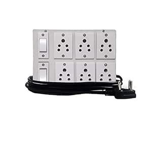 Wooden Extension Switch Board with 6 Sockets and 2 Switches, Multi ...