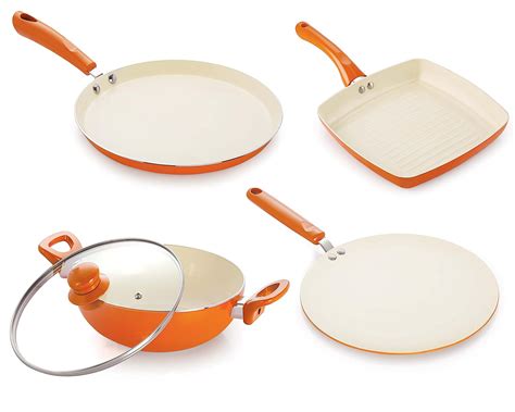 Buy NIRLON Ceramic Nonstick coatedInduction Cookware Set Pans & pots ...