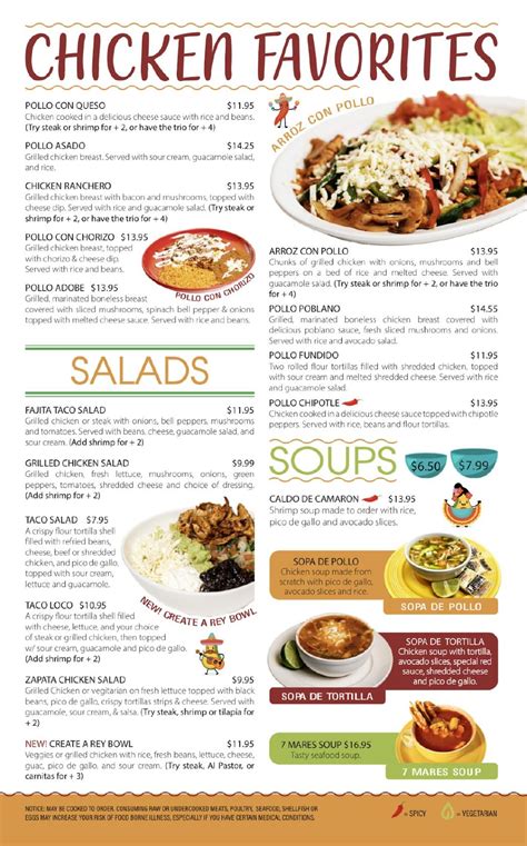 Menu at Hacienda El Rey Waxhaw restaurant, Waxhaw