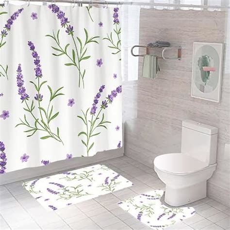 The Better Home Shower Curtain & Bathroom Mat Set (3pc) | 6 Ft Shower ...