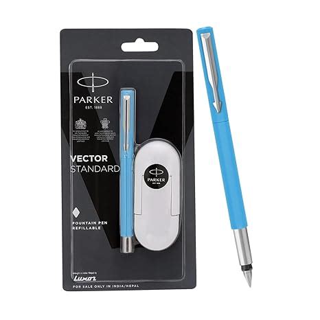 Parker Vector Standard Fountain Pen |Ink Color Blue | Fine Nib, Blue ...