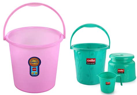 Cello Petal Bathroom Set of 3 PCs, Small, Green & Cello Plastic Frosty ...