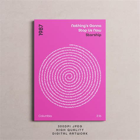 1980's Song Lyric Poster, Retro Art, Music, Songs, Vinyl Design, Spiral ...