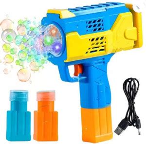 Tenmar Unlimited Bubble Machine RECHARGEABLE Toy Gun with Two Refill ...