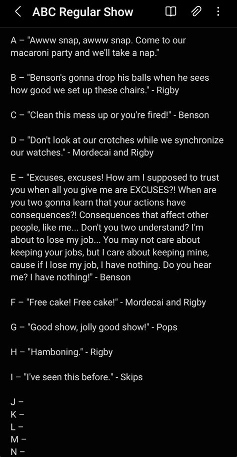What quote does J stand for? : r/regularshow