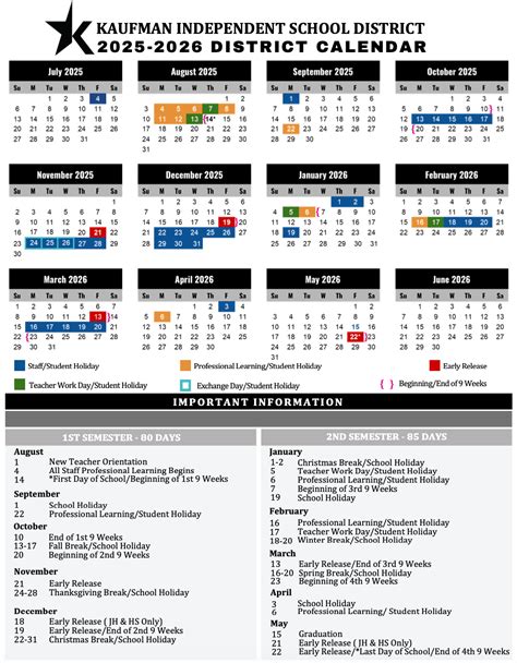 KAUFMAN ISD School Calendar 25-26 [PDF] - EduCounty