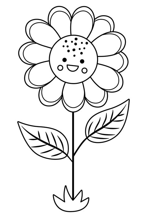 Vector black and white sunflower line icon. Outline blooming sun flower ...