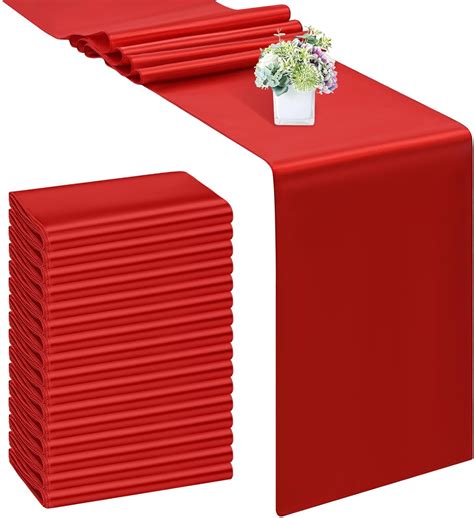 Amazon.com: 16 Pack Red Table Runner 12 x 108 Inch Satin Table Runners ...