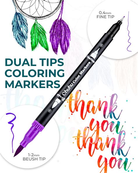 Colouring Pens Dual Tip Brush Pens - Ohuhu 100 Colours Felt Tip Pens ...