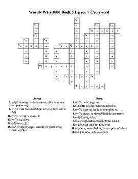 Wordly Wise 3000 Book 5 Lesson 7 Crossword Puzzle by Flair for the ...