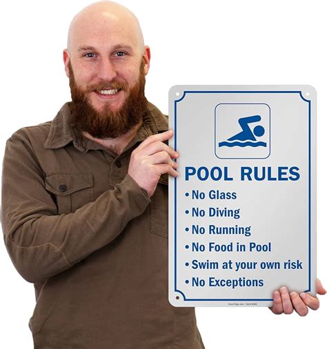 On Wall Pool Sign Swimming Pool Hours Sign 18x18 - Aluminum Dawn To ...