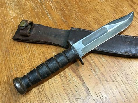 Ww2 Kabar Usmc Marine Corps Knife With Sheath Wwii Leather Scabbard ...