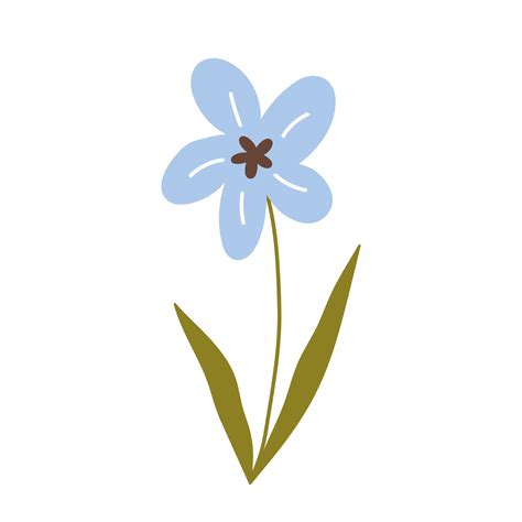 Cute blue flower isolated on white background. Vector illustration in ...