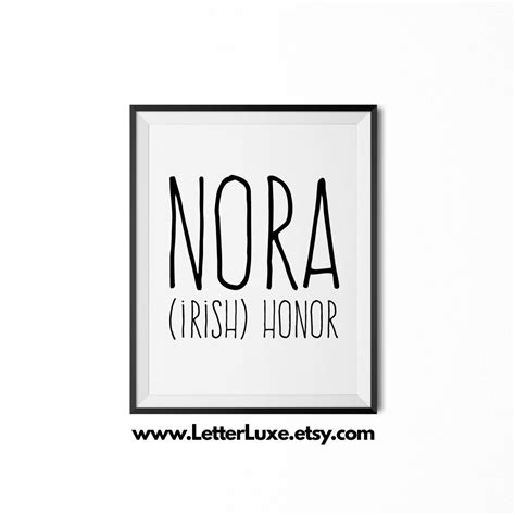 Nora & Norah Name Meaning Art, Nora Gift, Nora Printable Baby Shower ...