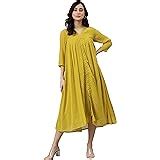 Janasya Women's Green Poly Chiffon Self Design Flared Western Dress ...