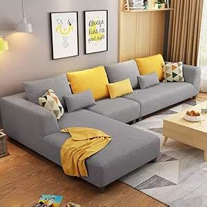 Casaliving Minta LHS 6 Seater L Shape Sofa Set for Living Room (Grey ...