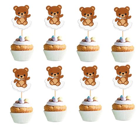 Bear Cupcake Toppers Set Bear Cake Toppers Beartheme Cake Decoration ...