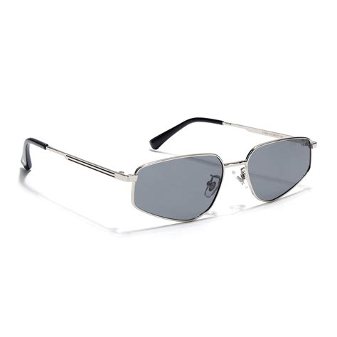 Claw | Metal Grey Rectangle Polarized Sunglasses | Silver Frame - PMG7