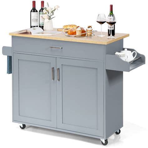 Buy COSTWAYKitchen Island Cart, Rolling Storage Trolley Cart with ...