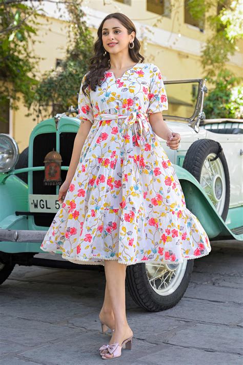 Pink Floral Printed Pure Cotton Maxi Dress