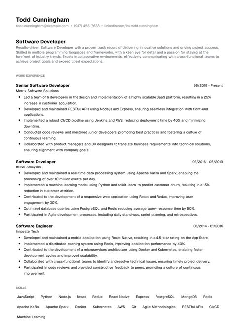 Image result for Software Developer Resume Example