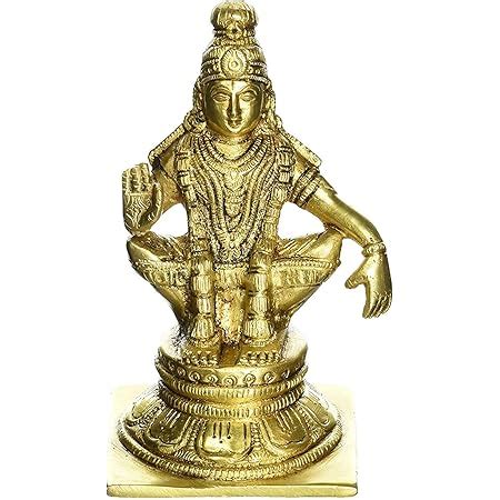 AONA Brass Seated Lord Ayyappan Statue, Standard, Gold, 1 Piece ...