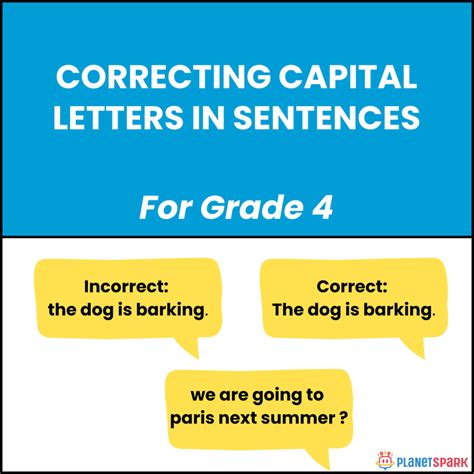 Class 4 Grammar Worksheet on Capital Letters | PlanetSpark