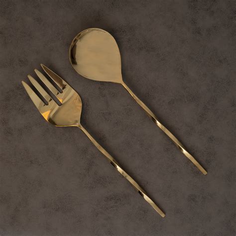 Allettare Salad Server Set Gold Glossy – Prikney